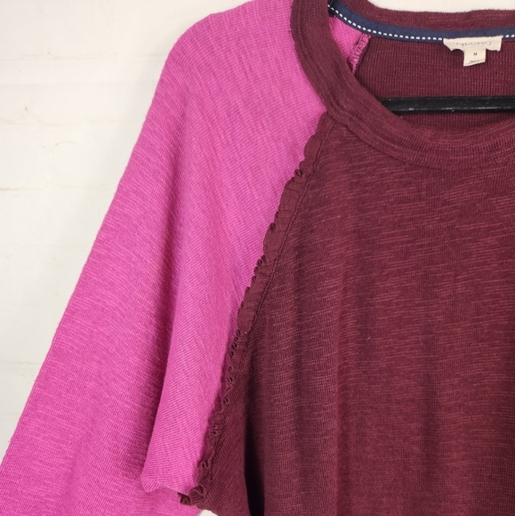 Pilcro by Antropologie Ruffled Raglan Thermal Top In Two Tone Purple Medium - Picture 4 of 8